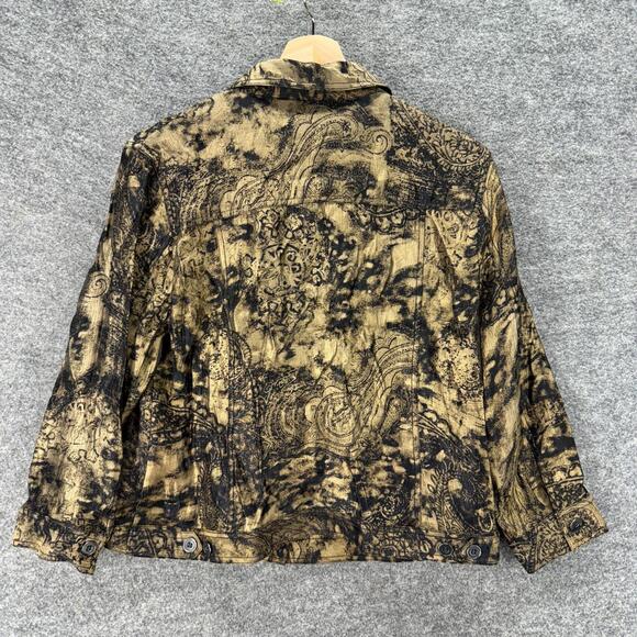 Ruby Rd. Jacket Women 12 Beige Geometric Button Up Collared Long Sleeve Pockets - Picture 2 of 6